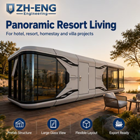 Maison capsule spatiale moderne, maison préfabriquée mobile, cabine modulaire avec salle de bain pour hôtel, complexe hôtelier, villa