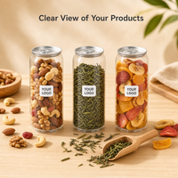 Bocal en plastique PET transparent de 650 ml avec couvercle à languette facile à ouvrir, personnalisable avec logo, pour noix, fruits secs, snacks – Vente en gros