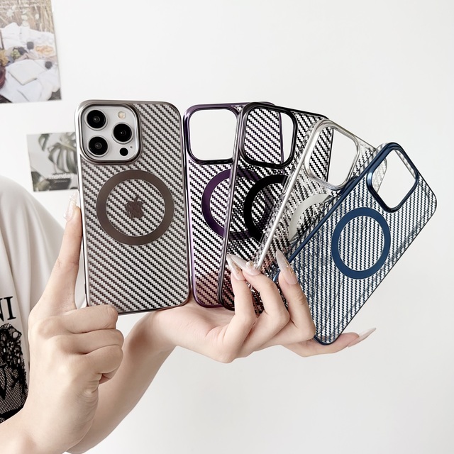 Factory Carbon Fiber Magnetic Case for iPhone 16 15 14 Plus 13 12 Pro Max Cover