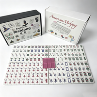 Jeu de Mahjong américain d'Halloween, 166 tuiles, tuiles de Mahjong rose scintillantes, boîte-cadeau thématique, accessoires complets pour jeu de table pour adultes