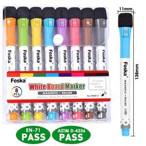 Marqueurs effaçables pour tableau blanc à séchage rapide, en 8 couleurs vives, avec gomme intégrée, pour fournitures scolaires – En stock - Product Image 2