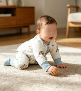 Özel Beyaz-Mavi Küçük Ayı Baskılı Desenli Ön Logolu Örme YKK Fermuarlı Bebek Pijama Takımı Tulum Uyku Kıyafeti ODM - Product Image 6