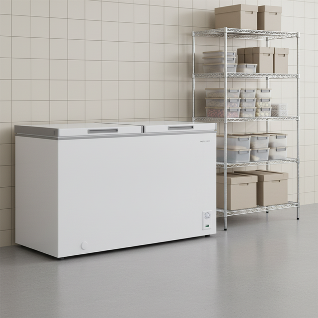 Electric Chest Freezer for Home Hotel RV Use-Energy-Saving Double Doors