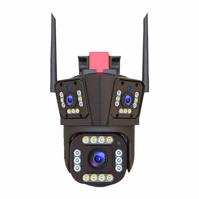 Outdoor 4K 8MP HD WiFi PTZ IP Camera Three Lenses Three Screens AI Automatic Tracking Audio Video Monitoring NVR Data CCTV