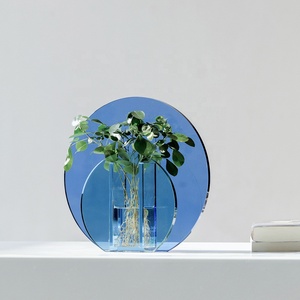 Bixuan vaso di vetro smussato moderna disposizione dei fiori stoviglie decorazione vasi unici giunti impermeabili vasi di vetro colorato - Product Image 1