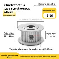 SH-HTPA-S3M060-32-A-P-d6 Pulley Timing Aluminium Diameter Lubang 6-16mm