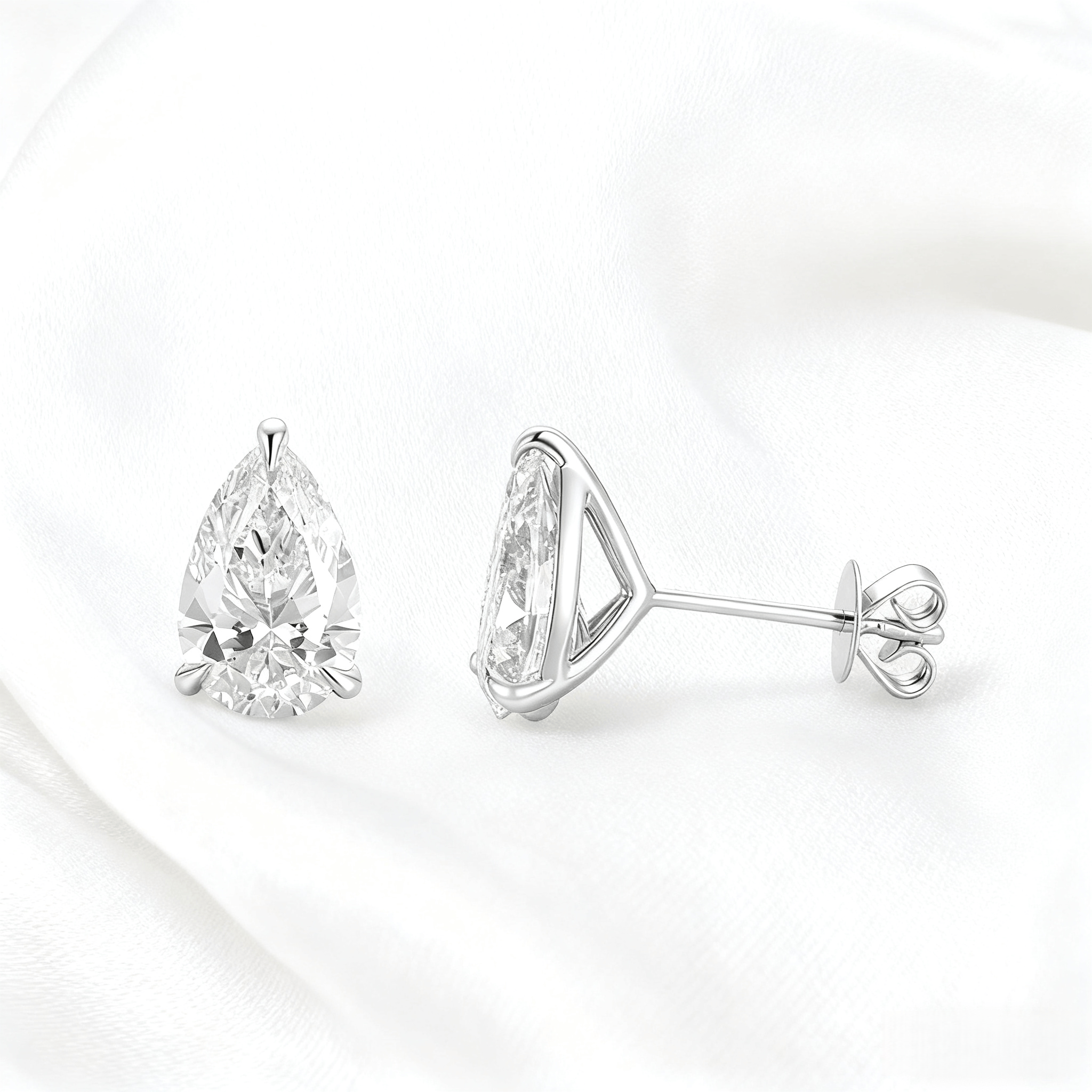 14k white gold lab diamond earring