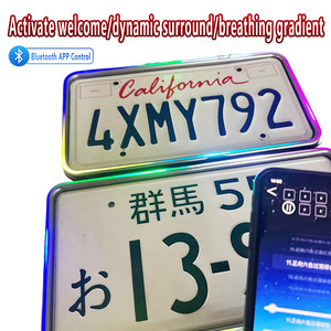 Support de <span class=keywords><strong>plaque</strong></span> d'<span class=keywords><strong>immatriculation</strong></span> universel pour <span class=keywords><strong>voiture</strong></span> avec LED RGB, contrôle Bluetooth, éclairage dynamique respirant et sonore - Product Image 3