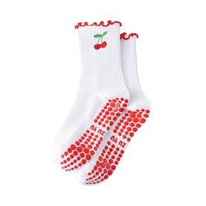 Ankle Anti slip Ruffle Design Embroidery Custom logo Cotton Girls Silicone Ballet <b>Yoga</b> <b>Pilates</b> Grip Socks - Product Image 5