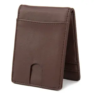 Front Pocket Us Dollar Clip Men's Wallet New Carbon Brazing Anti-Theft Brush Wallet Top Layer Cowhide Short Rfid Wallet