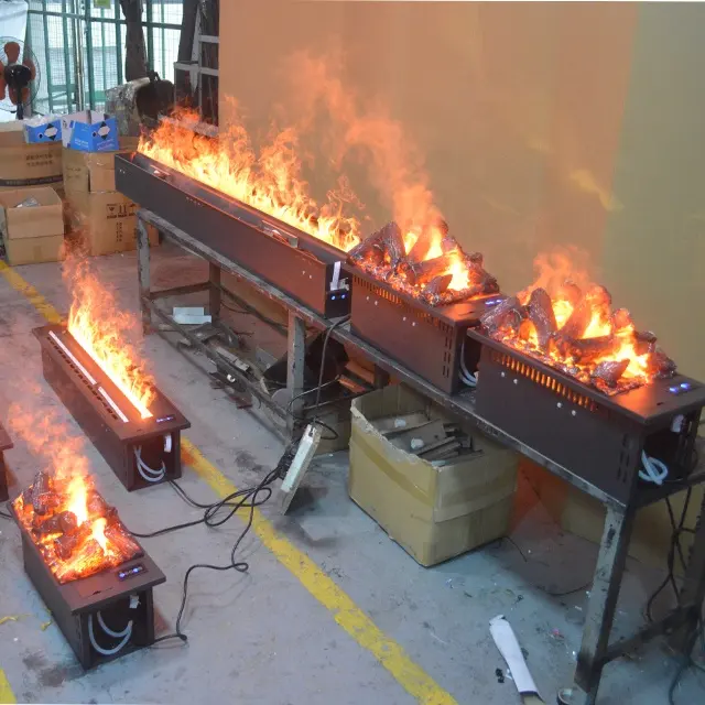 Chimenea de vapor de agua 3D, con respiración de madera falsa, quema de carbón