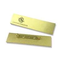 Fabricant personnalisé serveurs Rectangle métal or plaque impression gravé Logo nom étiquettes revers insigne avec épingle