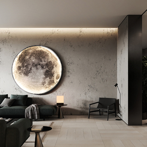 Lámpara de Pared LED de 24-100 cm, Iluminación Interior con Forma de Luna para Dormitorio, Sala de Estar, Decoración del Hogar, Lámpara de Techo con Brillo Nocturno - Product Image 2