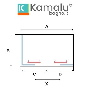 Kamalu KAM-KNF6000S Box Doccia Scorrevole Doppio 190x70 Moderno Senza Telaio Altezza 180cm Porte Bagno in Acciaio Inox e Ottone - Product Image 6