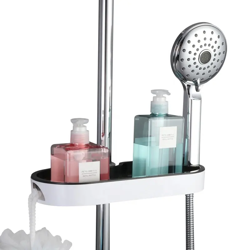 Accessori per il bagno di plastica piatto di sapone del supporto Shampoo Vassoio Wc Mensola Doccia Sollevamento Bar Montato Supporto Della Testa di Acquazzone