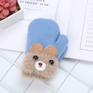 Gants d'hiver pour enfants de 1 à 3 ans, en laine tricotée, doublure en polaire double couche, rembourrés, chauds, avec cordon anti-chute - Product Image 4