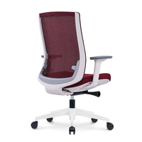 Chaise de bureau ergonomique moderne à dossier mi-haut en maille avec accoudoirs réglables 4D, couleur rouge, hauteur réglable
