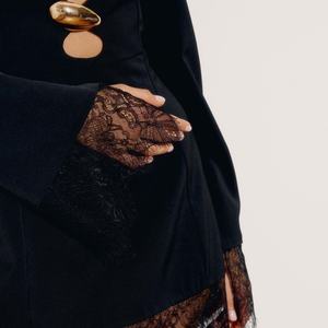 เดรสเบลเซอร์ลูกไม้แบบใหม่ปี 2026 แขนยาวเว้าแหวก แต่งผ้าต่อกัน สำหรับผู้หญิง ฤดูใบไม้ร่วง คอทรงโอเว้าต่ำ ทรงเข้ารูปทรงเอ มินิเดรส - Product Image 2