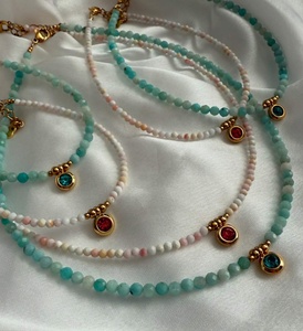 Collier tendance en gros avec perles, pendentif en cristal, motif géométrique bohème, agate, cadeau religieux pour femme - Product Image 1