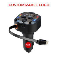Chargeur rapide QC3.0/PD 38W en métal pour voiture avec ports Type-C et USB pour téléphones mobiles DC 12V-24V avec lumière RGB rétractable