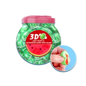 最便宜的西瓜形状3D软糖糖果甜耐嚼果冻支持中国定制批发