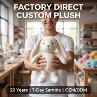 Fabricant de jouets en peluche personnalisés en forme de lapin aux longues oreilles, OEM ODM, conception originale, échantillonnage, production de masse, fabricant certifié qualité