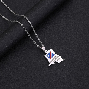 Collar con Colgante <span class=keywords><strong>de</strong></span> <span class=keywords><strong>Mapa</strong></span> <span class=keywords><strong>de</strong></span> <span class=keywords><strong>la</strong></span> <span class=keywords><strong>República</strong></span> Democrática <span class=keywords><strong>del</strong></span> <span class=keywords><strong>Congo</strong></span>, Joyería Étnica Congoleña <span class=keywords><strong>de</strong></span> Acero Inoxidable para Hombre y Mujer, Regalo Nuevo - Product Image 4