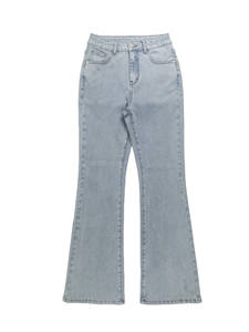 Pantalones de mezclilla de algodón transpirable de cintura alta y corte holgado para mujer, estilo dulce y deportivo con lavado claro - Product Image 3