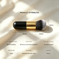Kuas Blush Sintetis Besar Tunggal dengan Bulu Tebal, Kuas Bedak Multifungsi Hitam, Alat Kecantikan Wajah, Kuas Makeup dengan Gagang Plastik