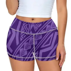 Grosir celana pendek Yoga ketat gambar Tribal polinesian Logo kustom celana pendek legging seksi wanita celana poliester Dropshipping