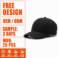 Casquette de baseball vintage noire à 6 panneaux réglable avec visière incurvée en toile pour l'extérieur et les voyages