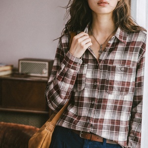 Chemise pour femmes Maden, chemise en flanelle vintage pour femmes, à <span class=keywords><strong>carreaux</strong></span>, manches longues, <span class=keywords><strong>surchemise</strong></span> brossée, veste décontractée, vêtements de travail, tendance automne - Product Image 3