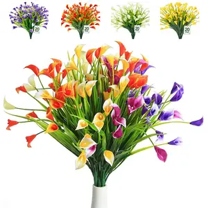 باقة زهور زنبق كالا صناعية عالية الجودة للأماكن الخارجية للحماية من والأشعات البنفسجية زهور اصطناعية ديكورية نباتات ديكور منزلي زهور