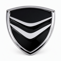 Emblème de voiture en plastique ABS noir brillant chromé argenté à motif double V pour décoration extérieure – Vente en gros