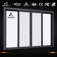 Porte coulissante panoramique de luxe en aluminium à rupture de pont thermique avec moustiquaire intelligente, haute efficacité énergétique pour projet de villa