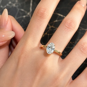 Xinfly Solid 18K Gold 1ct Lab Grown Diamond Oval Solitaire Engagement <b>Ring</b> <b>Stacking</b> <b>Rings</b> Bridal Set Diamond Band for Women - Product Image 6