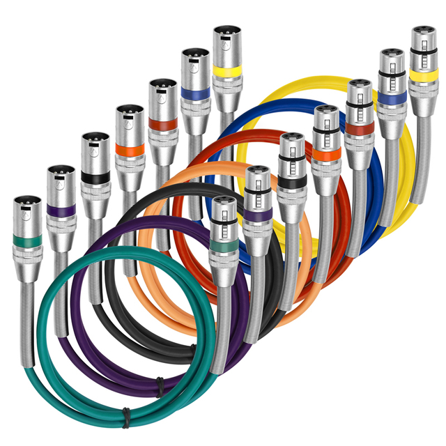 Bochara Spring Coil XLR Cable Male to Female Cable M/F OFC Audio for Mic Amplifier Foil+Braided Shielding 1m 2m 3m 5m 10m