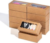 Boîtes à macarons en kraft brun naturel de 4.17x2.16x1.37 pouces avec fenêtre d'affichage transparente idéales pour les fêtes de bébé boîtes à bonbons
