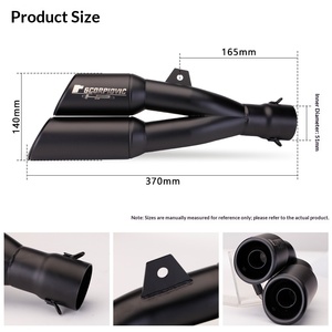 Nuevo Tubo de Escape Doble Negro/Plateado para Motocicleta Modificada CBR300 Ninja 250 Horizon R3 Huanglong <span class=keywords><strong>300</strong></span> con Doble Salida - Product Image 4