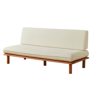Sofá de madera maciza de estilo japonés sin brazos, doble, minimalista, tapizado en tela para salas de estar pequeñas y apartamentos. - Product Image 5