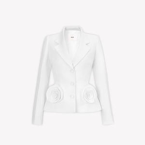 Moda lujo Simple elegante 3D flor grande cuello en V <span class=keywords><strong>ajustado</strong></span> <span class=keywords><strong>vestido</strong></span> de mujer cintura alta falda delgada <span class=keywords><strong>blanco</strong></span> fiesta <span class=keywords><strong>vestido</strong></span> de mujer - Product Image 4