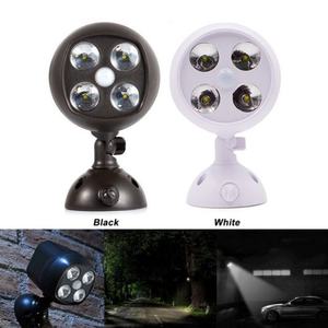 Lampe murale solaire sans fil à 4 LED super lumineuse 600 lumens avec détecteur de mouvement PIR, alimentée par batterie, projecteur extérieur - Product Image 1