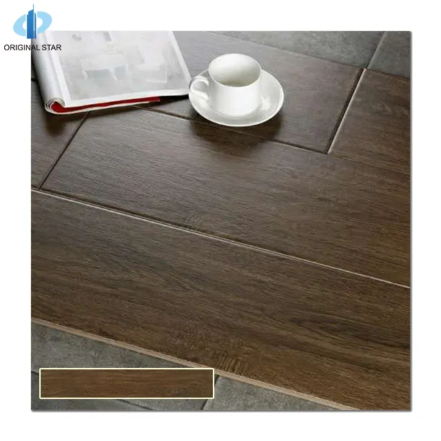 Wood Look Ceramic Tiles Series Dark Brown Foshan Wooden Tile Building Materials For Sale Size 200X1200 OS201207