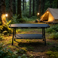 Table de camping pliante en alliage d'aluminium pour l'extérieur, moderne, multifonctionnelle, avec rangement portable, table de skateboard, noircie, pour pique-nique