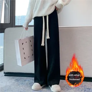 Pantaloni lunghi <span class=keywords><strong>a</strong></span> gamba tesa <span class=keywords><strong>a</strong></span> vita alta autunno inverno da donna pantaloni <span class=keywords><strong>a</strong></span> coste larghi in velluto <span class=keywords><strong>a</strong></span> coste foderati in pile di ciniglia - Product Image 2