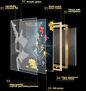 2025 mới hiện đại nhà hàng nghệ thuật đồng hồ treo tường Deco với khung pha lê sứ tường nghệ thuật với đồng hồ khách sạn tác phẩm nghệ thuật các nhà sản xuất - Product Image 3