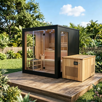 Sauna extérieur carré haut de gamme, design personnalisé, sauna en bois pour jardin, pour villa