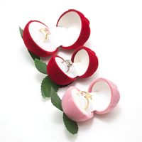 Boîte à Bague Rose Rouge Romantique Gaufrée Hongfa pour la Saint-Valentin, Étui à Bijoux Design Fleur Fraîche