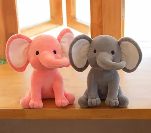 Elefante boneca de pelúcia bebê sono brinquedo macio personalizado pelúcia popular cinza branco olhos elefante travesseiro de pelúcia