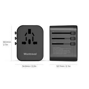 Wontravel 10A Adaptor Perjalanan Tipis 2-Port USB Tipe-C dengan PD 20W untuk Laptop, Kamera & Earphone-Universal Plug - Product Image 6